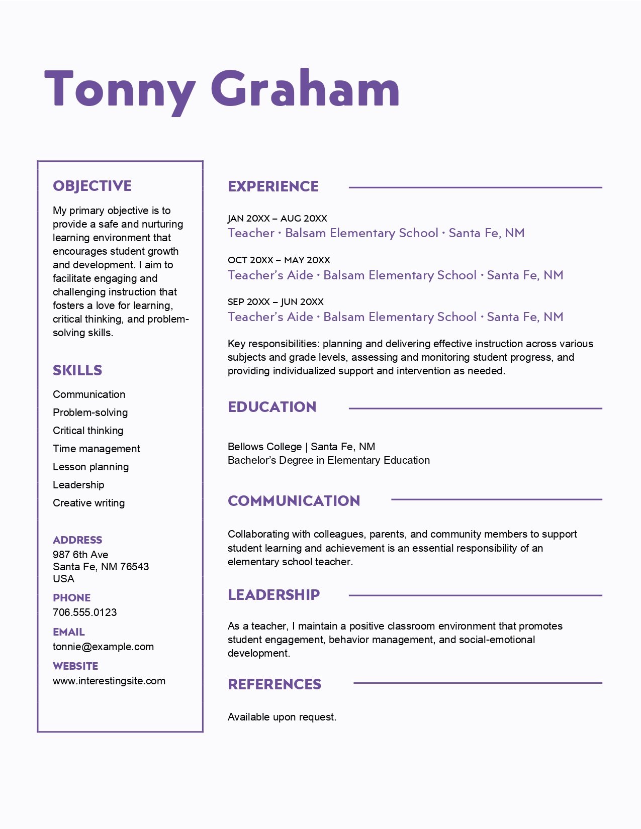 Creative Teaching Resume
