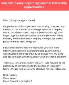 internship inquiry email template