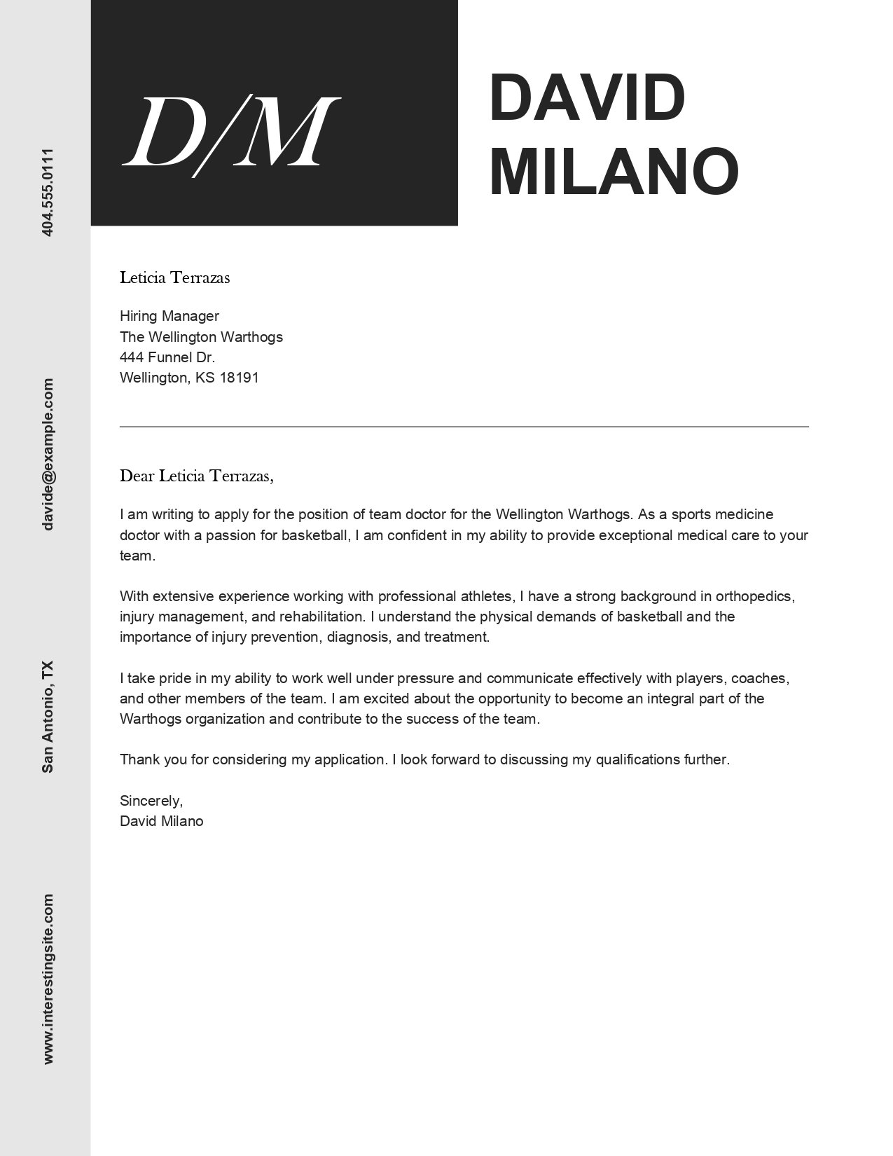 modern cover letter template